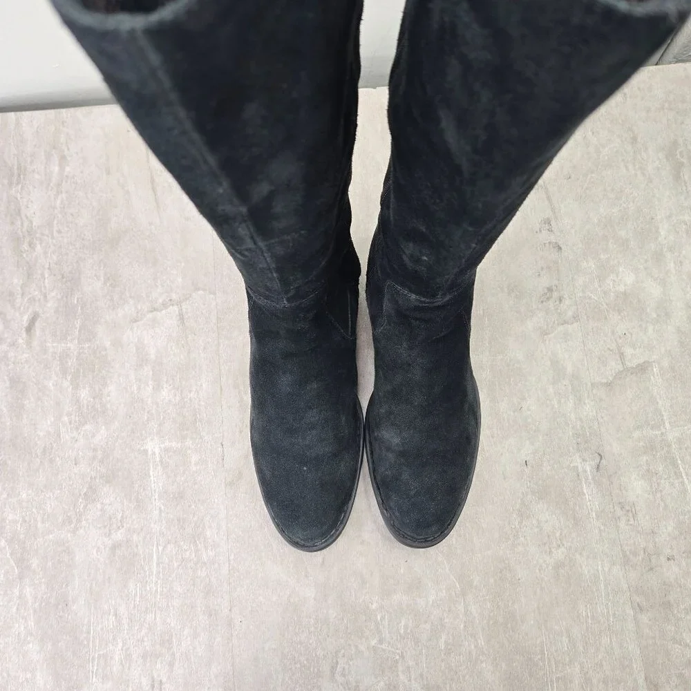 Born Knee High Boots‎ Size 8.5 Black Suede Equestrian Western Riding Tall Buckle